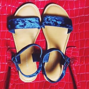 RAMPAGE ankle strap sandals - navy velvet